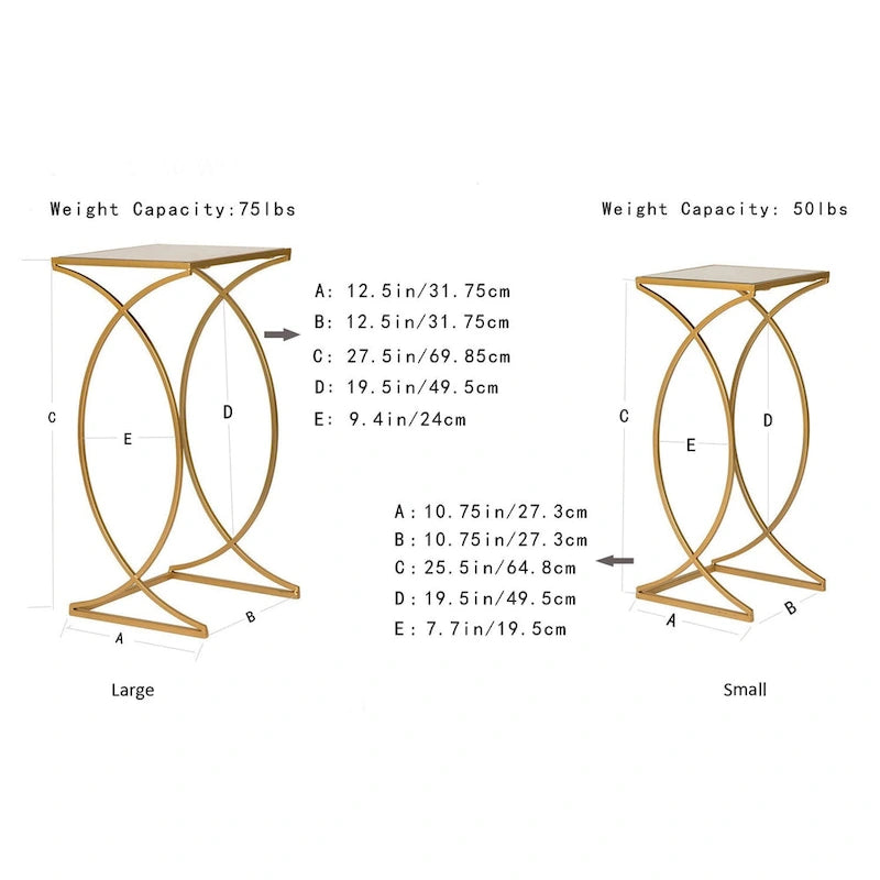 Glitzhome Set of 2 Glam Glass Modern Side Table Sofa Table