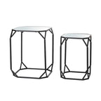 Glitzhome Set of 2 Glam Glass Modern Side Table Sofa Table
