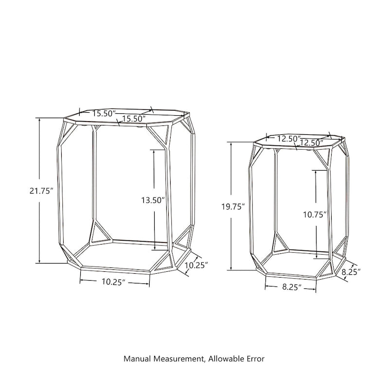 Glitzhome Set of 2 Glam Glass Modern Side Table Sofa Table