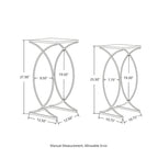 Glitzhome Set of 2 Glam Glass Modern Side Table Sofa Table