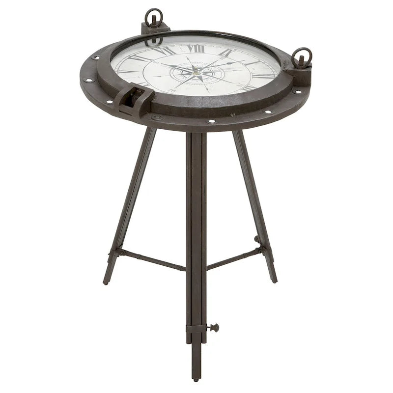 Casa Cortes Industrial Metal Round Clock Coffee Table