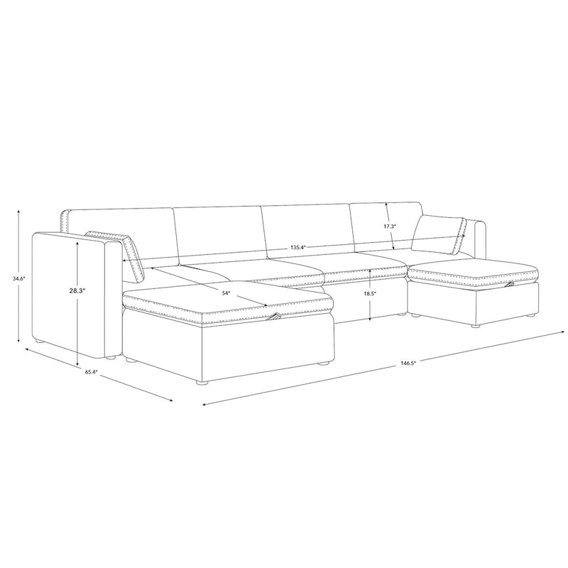 Celia Oversized Modular Sectional Fabric Sofa Set