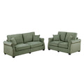 2 Piece Corduroy Upholstered Sofa Set with Thick Back and Seat