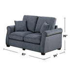 2 Piece Corduroy Upholstered Sofa Set with Thick Back and Seat