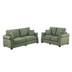 2 Piece Corduroy Upholstered Sofa Set with Thick Back and Seat