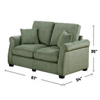 2 Piece Corduroy Upholstered Sofa Set with Thick Back and Seat