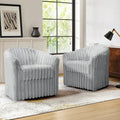 2 Set Modern 49 Upholstered Plush Corduroy Swivel Barrel Accent Chair