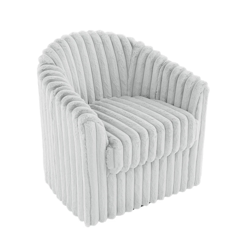 2 Set Modern 49 Upholstered Plush Corduroy Swivel Barrel Accent Chair