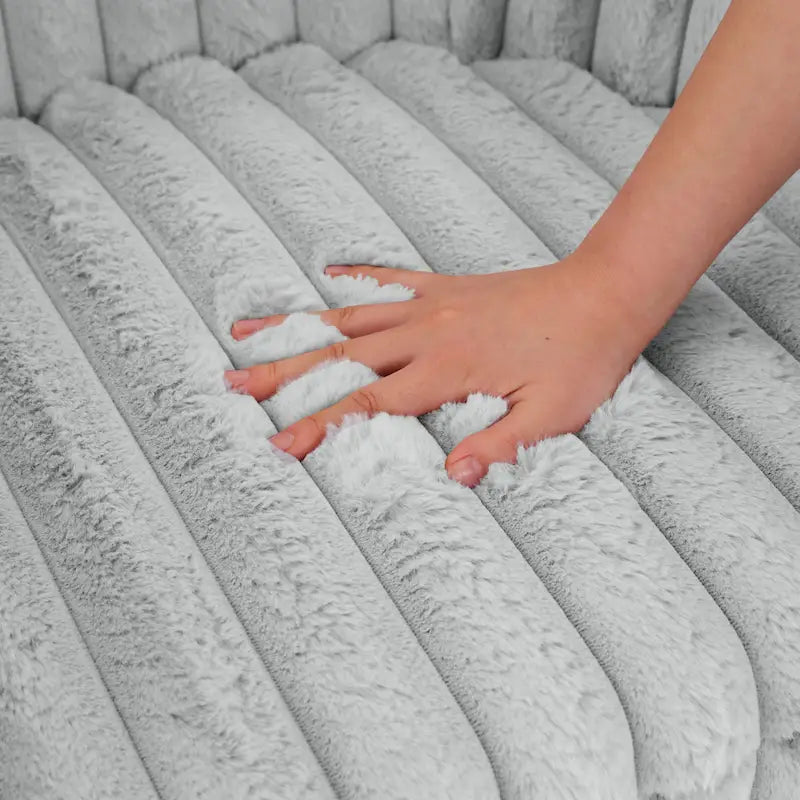 2 Set Modern 49 Upholstered Plush Corduroy Swivel Barrel Accent Chair