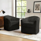 2 Set Modern 49 Upholstered Plush Corduroy Swivel Barrel Accent Chair