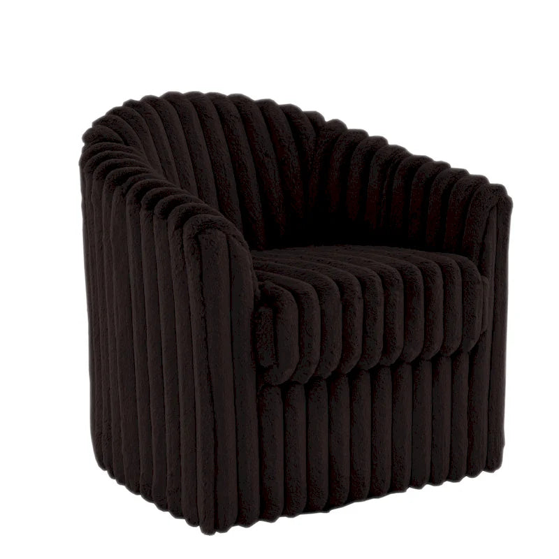 2 Set Modern 49 Upholstered Plush Corduroy Swivel Barrel Accent Chair