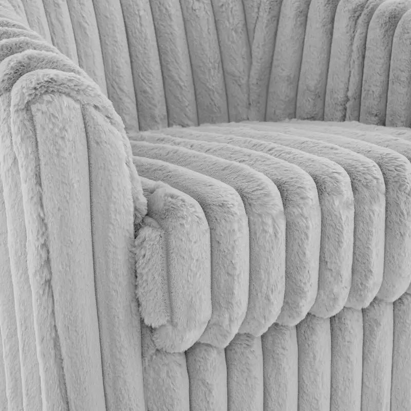 2 Set Modern 49 Upholstered Plush Corduroy Swivel Barrel Accent Chair