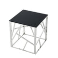 Metal Frame Tempered Glass End Table with Storage Space