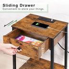 Set of 2 Nightstand with Charging Station