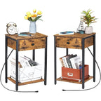 Set of 2 Nightstand with Charging Station