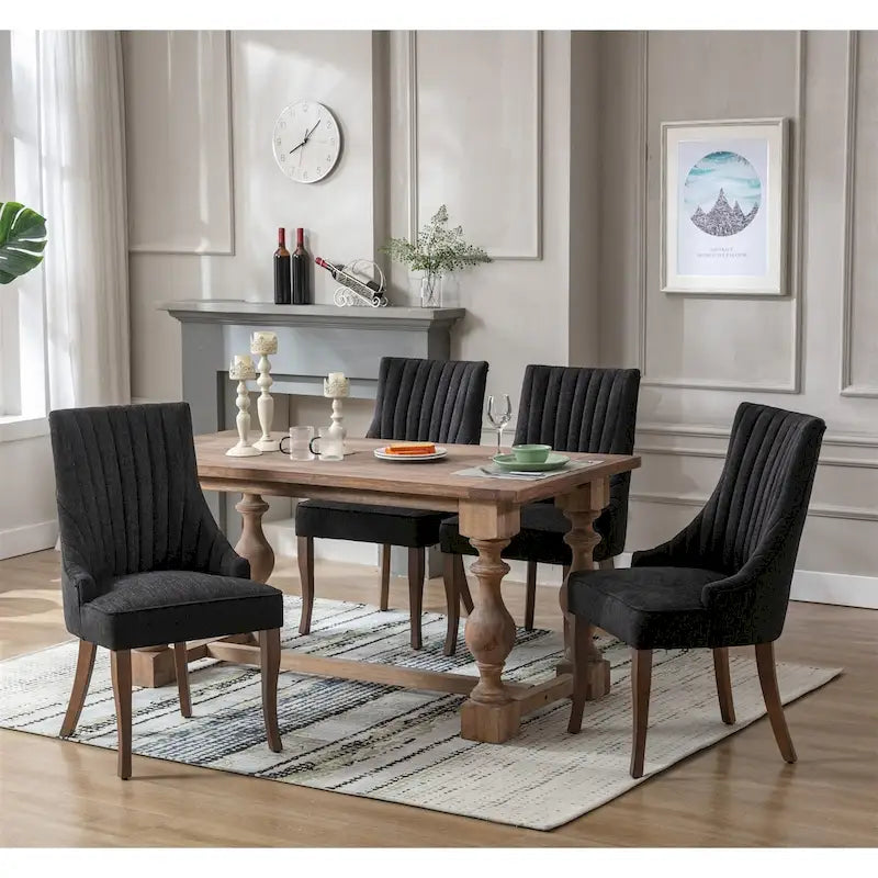 Wingback Upholstered Dining Chairs Set of 2, Fabric Side Dining Room Chairs, Living Room Chairs for Home Kitchen