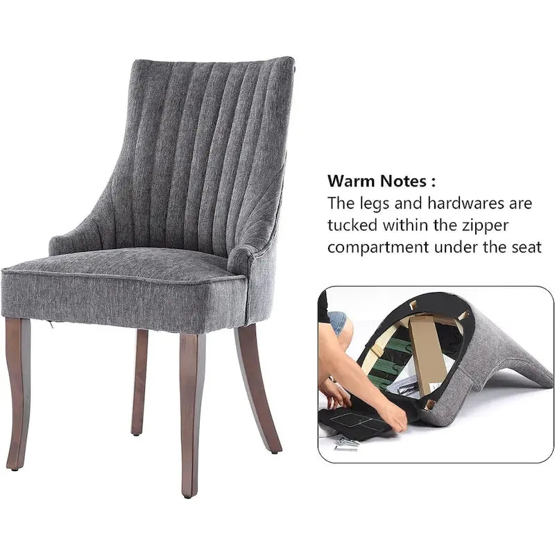 Wingback Upholstered Dining Chairs Set of 2, Fabric Side Dining Room Chairs, Living Room Chairs for Home Kitchen