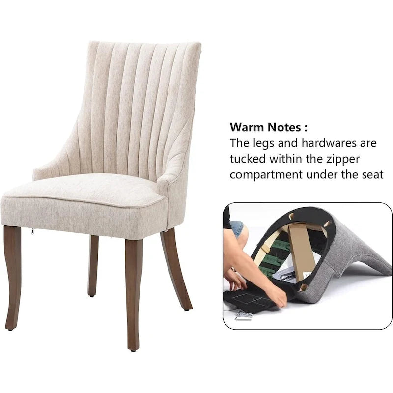 Wingback Upholstered Dining Chairs Set of 2, Fabric Side Dining Room Chairs, Living Room Chairs for Home Kitchen