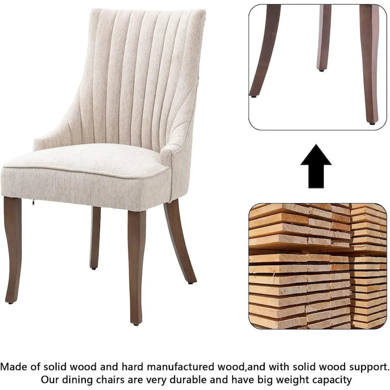 Wingback Upholstered Dining Chairs Set of 2, Fabric Side Dining Room Chairs, Living Room Chairs for Home Kitchen