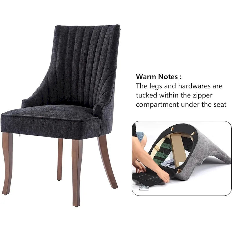 Wingback Upholstered Dining Chairs Set of 2, Fabric Side Dining Room Chairs, Living Room Chairs for Home Kitchen