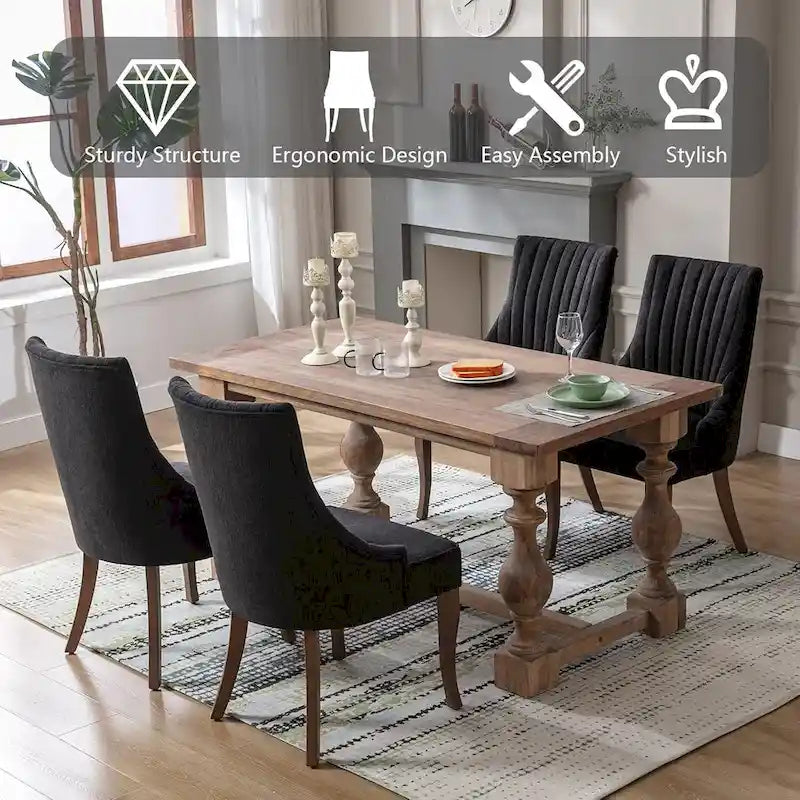 Wingback Upholstered Dining Chairs Set of 2, Fabric Side Dining Room Chairs, Living Room Chairs for Home Kitchen