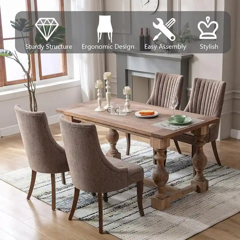 Wingback Upholstered Dining Chairs Set of 2, Fabric Side Dining Room Chairs, Living Room Chairs for Home Kitchen