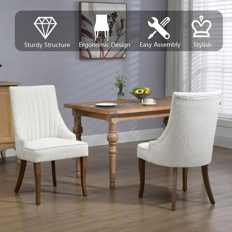 Wingback Upholstered Dining Chairs Set of 2, Fabric Side Dining Room Chairs, Living Room Chairs for Home Kitchen