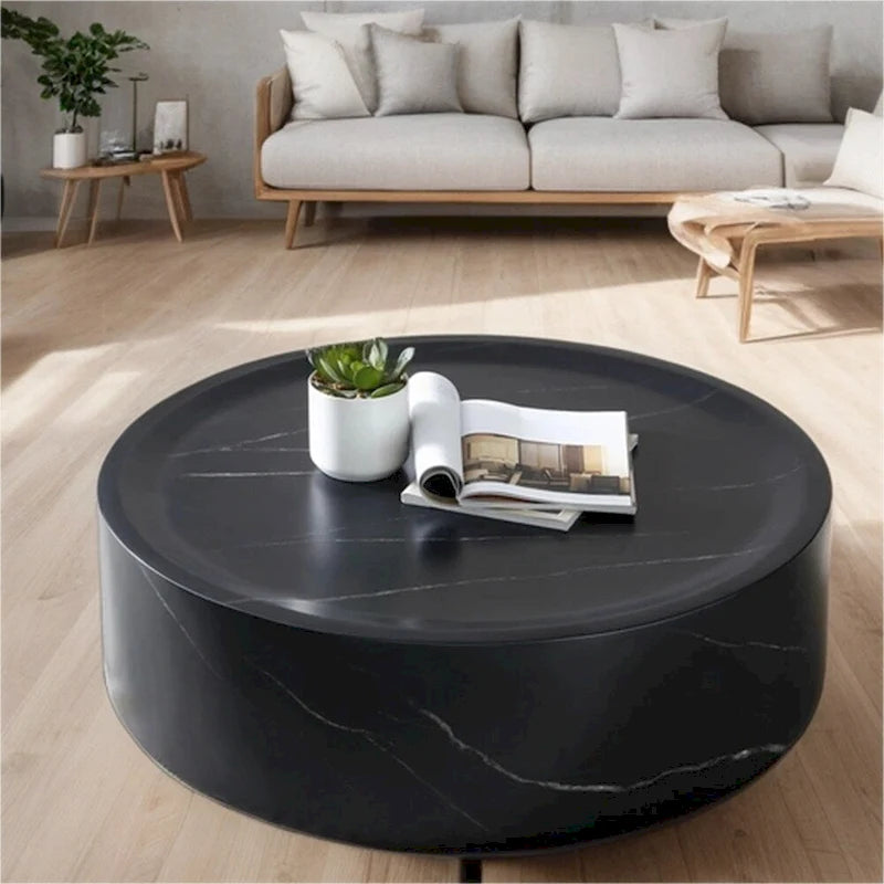31.49 Sturdy Fiberglass Round Coffee Table with Large Storage
