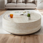 31.49 Sturdy Fiberglass Round Coffee Table with Large Storage