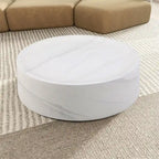31.49 Sturdy Fiberglass Round Coffee Table with Large Storage