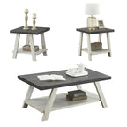 Contemporary 3-Piece Wood Shelf Coffee Table Set