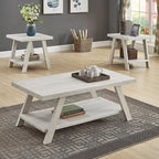 Contemporary 3-Piece Wood Shelf Coffee Table Set