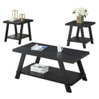Contemporary 3-Piece Wood Shelf Coffee Table Set