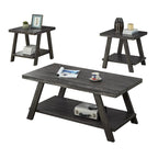 Contemporary 3-Piece Wood Shelf Coffee Table Set