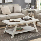 Contemporary 3-Piece Wood Shelf Coffee Table Set