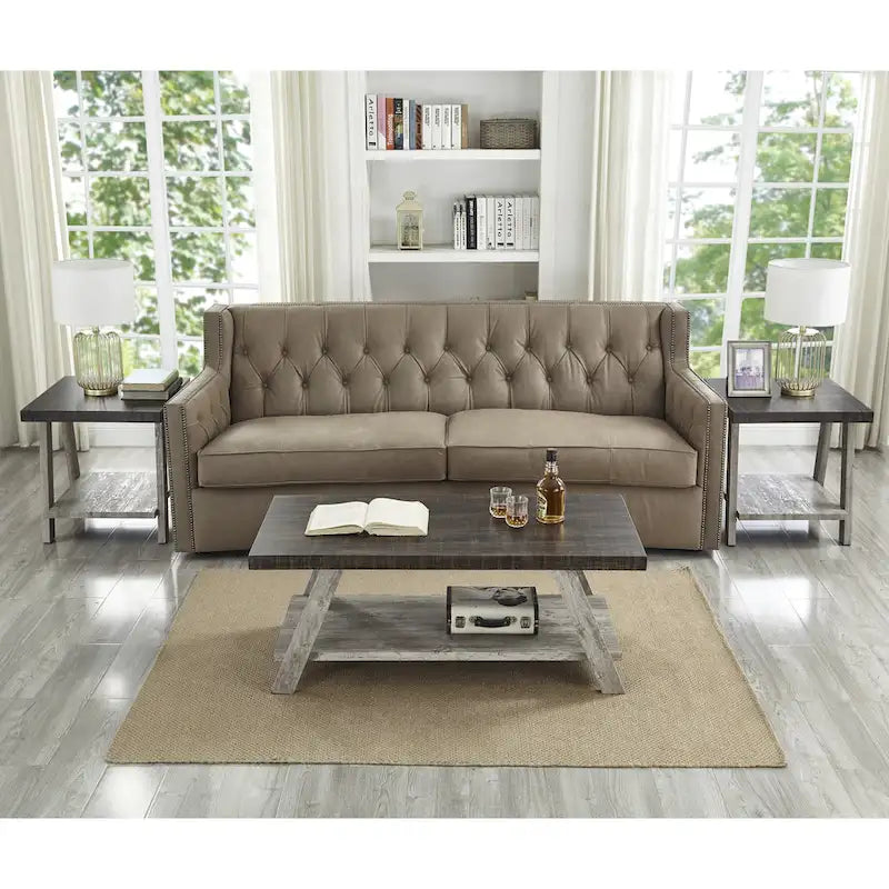 Contemporary 3-Piece Wood Shelf Coffee Table Set