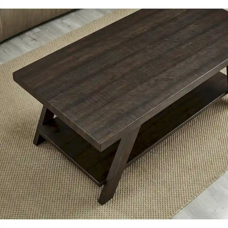 Contemporary 3-Piece Wood Shelf Coffee Table Set