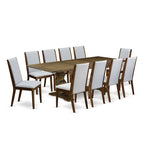 11 Walnut Dining Table Set - A Wooden Table And 10 Linen Fabric Upholstered Chairs(finish Options) - Photo 31