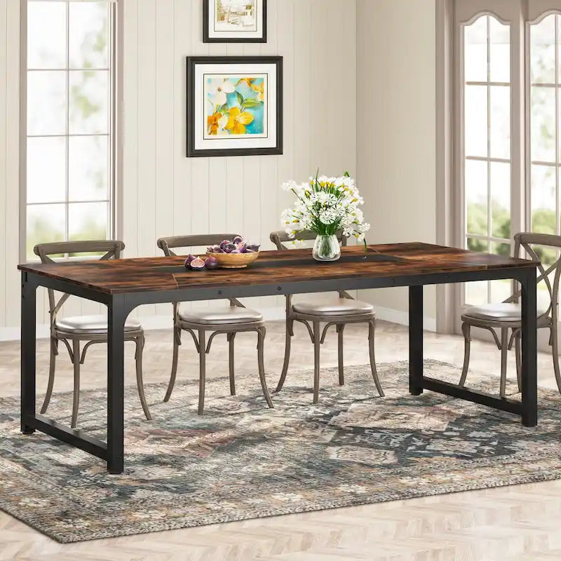 78.74 Inches Modern Dining Table for 8-10, Rectangular Kitchen Table - 78.7W x 39.4D